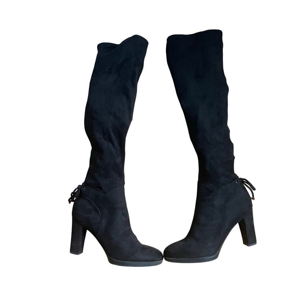Franco Sarto Knee High Matrix Punk Witchy Vamp Black 3.5" Goth Club Boots 8.5